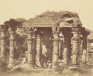 Udvendigt af det hinduistiske tempel i Kootub af Felice Beato
