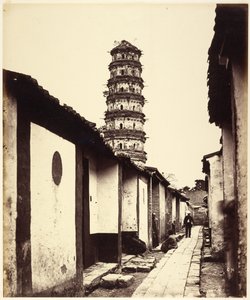 Pagode med ni etager og Tartar Street, Canton af Felice Beato