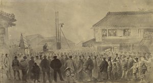 Fotografisk kopi af en tegning af Charles Wirgman fra en henrettelse af Felice Beato