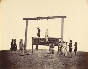 To Sepoys fra det 31. indfødte infanteri, der blev hængt i Lucknow, 1857 af Felice Beato
