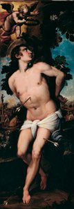 The Martyrium of St. Sebastian Maleri af Felice Riccio dit Brusasorzi (1539-1605) 1500-tallets privatsamling af Felice Brusasorci