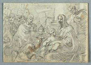 Tilbedelse af Magi-studiet efter Lodovico Carracci af Felice Giani