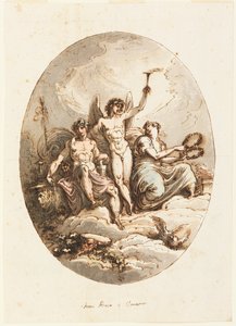 Design til væg- eller loftsdekoration med Bacchus, Hymen og Venus af Felice Giani