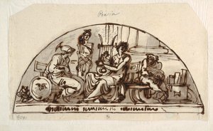 Design til en Lunette med Allegory of Poetry af Felice Giani