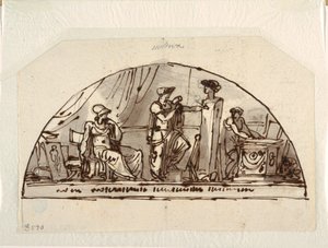 Design til en Lunette med Allegory of Sculpture af Felice Giani