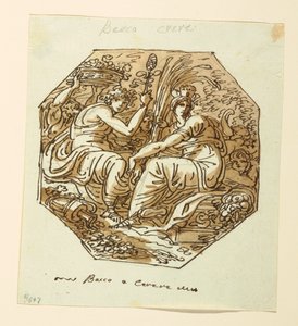 Tegning, Bacchus og Ceres, 1800-1825 af Felice Giani