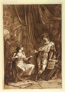 Tegning, Kleopatra bønfalder O, ca. 1820 af Felice Giani