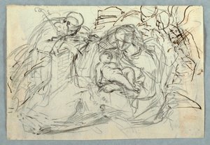 Tegning, Den hellige familie, 1800-1825 af Felice Giani