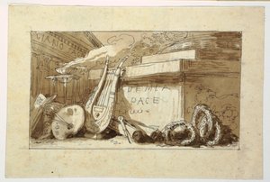 Tegning, Monument til et Accademia della Pace, 1810-20 af Felice Giani