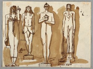 Fire statuer i egyptisk stil af Felice Giani