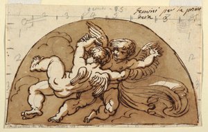 Gemini, Lunette til loft, Ottekantet værelse, Palazzo Milzetti, Faenza af Felice Giani