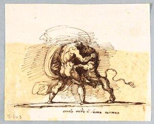 Hercules og Nemean Lion af Felice Giani