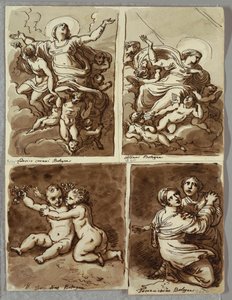 Lunette med Skt. Peter og Skt. Paul med St. Matthæus og profeten Esajas, Studer efter Sebastiano del Piombo af Felice Giani