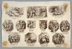 Romulus og Remus, tretten malerier til Sala delle Origini di Roma, Faenza af Felice Giani