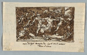 Skitsebogsside: Battle of the Centaurs and Lapiths af Felice Giani