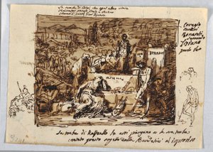 The Arts Mourning ved Rafaels grav af Felice Giani