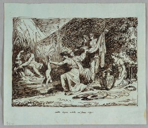 Thetis styrter Achilleus i floden Styx