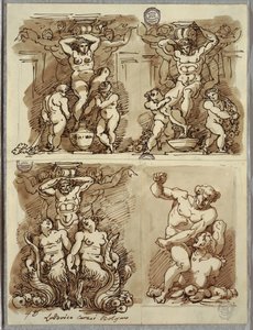 Tre Hermer, Studier efter Carracci af Felice Giani