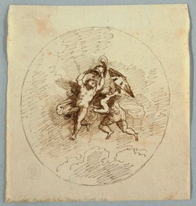 To flyvende putti med våben af Felice Giani