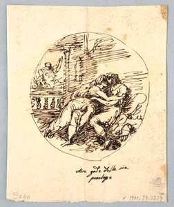 Ulysses og Penelope omfavner hinanden af Felice Giani