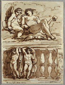 Venus og Amor, Studie efter Annibale Carracci