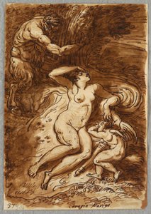 Venus og Amor og Satyr, Studie efter Correggio