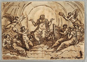 Virgin Ascending med Concert of Angels af Felice Giani