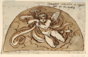 Winter, Lunette til loftet i det ottekantede rum, Palazzo Milzetti, Faenza af Felice Giani