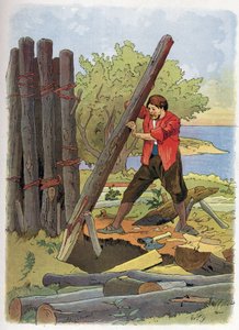 Robinson Crusoe byggede sit første hjem.