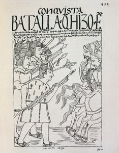Slaget ved Cuzco: Inca Manco Capacs belejring af byen besat af conquistadorerne, ca. 1536 (gravering) af Felipe Huaman Poma de Ayala