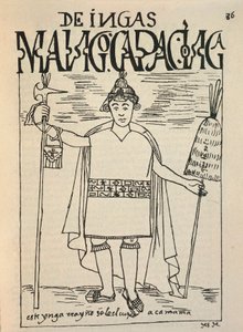 Repræsentation af Manco Capac, den legendariske inka-grundlægger af kongeriget Cusco og en figur af inka-mytologi (blæktegning