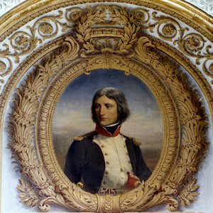 Portræt af Napoleon Bonaparte (1769-1821) i uniform som oberstløjtnant for den første bataljon af Korsika i 1792 Maleri af Henri-Felix-Emmanuel Philippoteaux (1815-1884) 1834 Søn. 0,8x0,6 m.