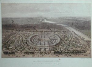 Generelt syn på verdensudstillingen i Paris i 1867, taget fra Rapp-porten (farve litho)