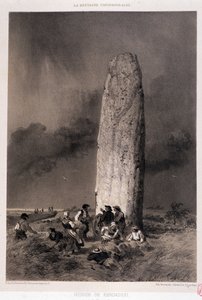 Bønder omkring menhiren i Kergadiou (Finistere) - i "" La Bretagne contemporaine"", ill. af Felix Benoist, red. Charpentier, Paris af Felix Benoist