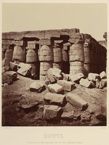 Søjler i hypostylsalen, set fra nord. [Karnak, Theben] af Félix Bonfils