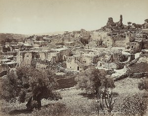 Panoramaudsigt over Betania, det gamle navn på en lille landsby på den østlige side af Oliebjerget, på vejen, der går fra Jerusalem til Jeriko