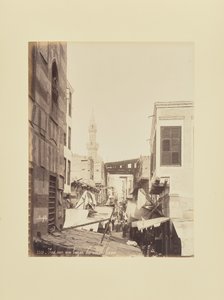 Udsigt over en basar i det gamle Kairo af Félix Bonfils