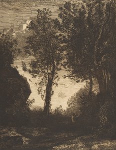 Solnedgang, 1858. af Felix Bracquemond
