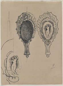 Design til et håndspejl, ca. 1900-1902. af Felix Bracquemond