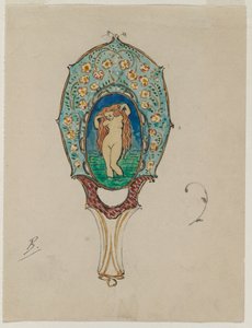 Design til et håndspejl, ca. 1900-1902.