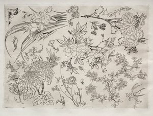 Middagsservice Rousseau-service: Blomster nr. 23, 1866. af Felix Bracquemond
