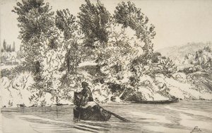 Fisker med net, 1868. af Felix Bracquemond