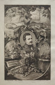 Frontispice til "New Works of Champfleury, The Friends of Nature:" Portræt af Champfleury, efter Gustave Courbet af Felix Bracquemond