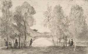Bois de Boulogne-søen, omkring 1858. af Felix Bracquemond