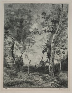 Landskab, eller Den Hvide Hest, efter Corot af Felix Bracquemond