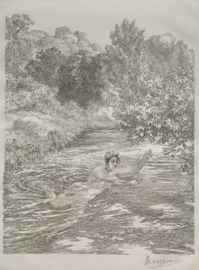 Bademanden, ca. 1860-70. af Felix Bracquemond