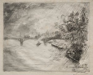 Udsigt over broen i Saint-Pères, 1877. af Felix Bracquemond