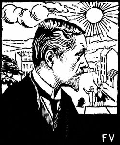 Selvportræt. Træsnit af Felix Edouard Vallotton (1865-1925), ca. 1890. Privat samling. af Felix Edouard Vallotton