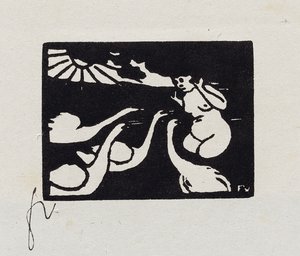 Badende med svaner, X fra "Les Petites Baigneuses", 1893 af Felix Edouard Vallotton