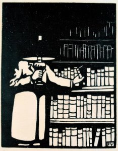 Bogelsker med lampe i sit bibliotek